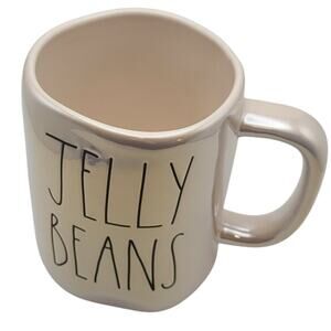 Rae Dunn JELLY BEANS by Magenta #213 Glossy White Coffee Tea Mug Black Letters